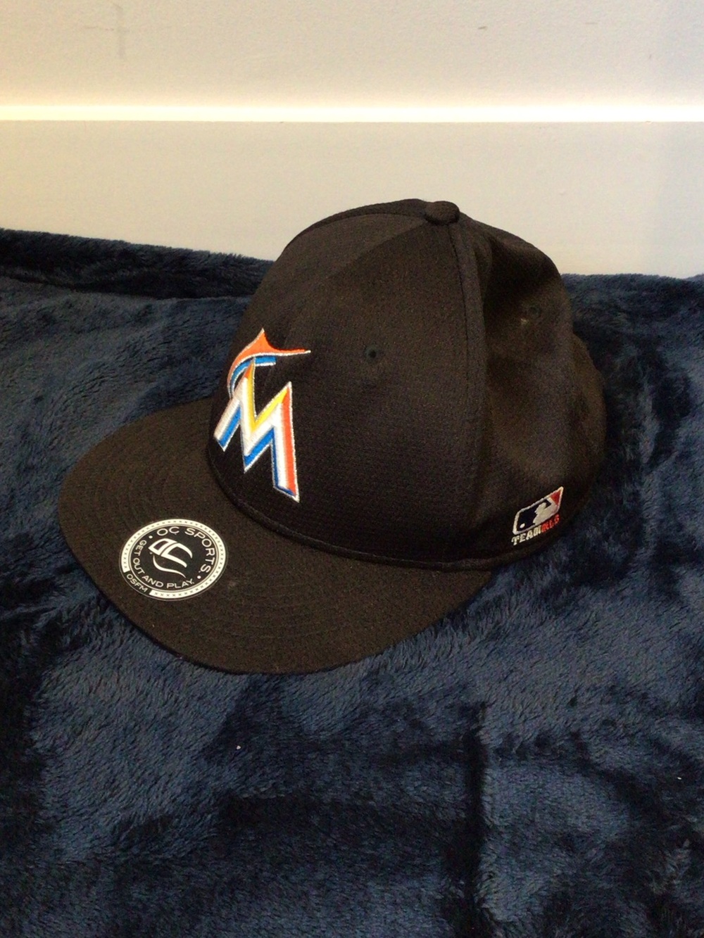 Miami Marlins Kids Black Fitted Hat with Team Logo